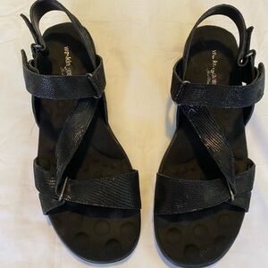 Walking Cradles Black Patent Sandals